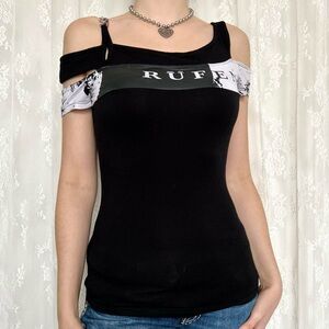 2000s Grunge Black & White Blouse